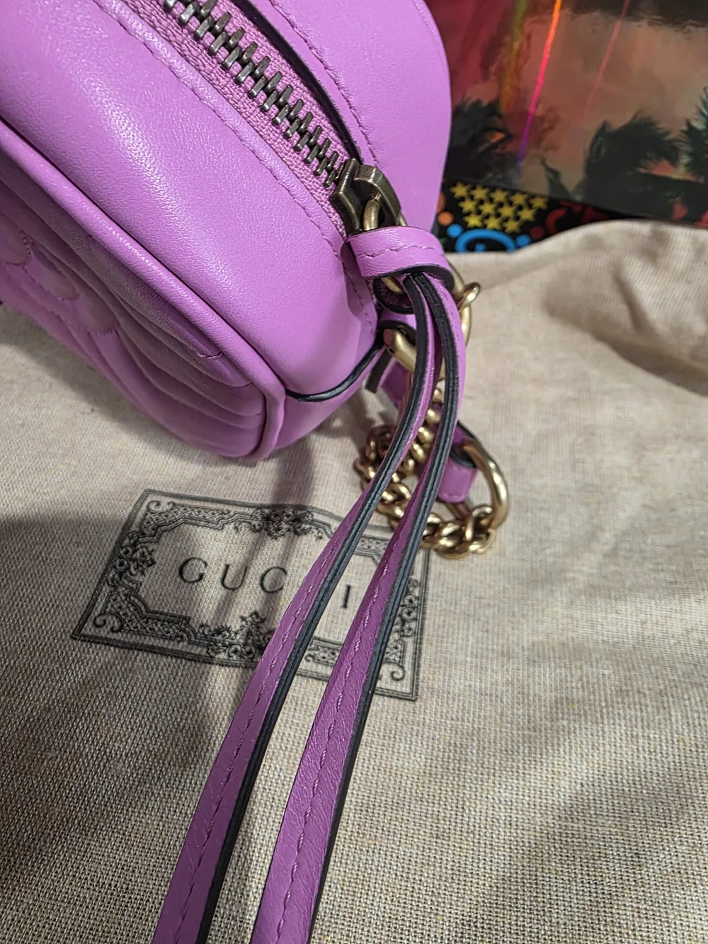 NEW Gucci Pink GG Marmont Quilted Leather Camera Bag With DUST BAG AND BOX 🔥